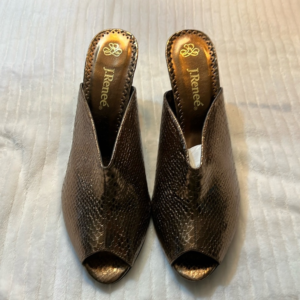 J. Renee Bronze open toe heels